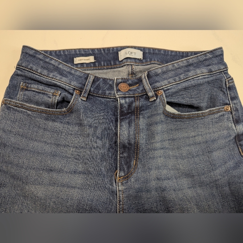 Loft Outlet Curvy Skinny Jeans Women's Size 6 Mid-rise Blue Stretch Denim - Picture 5 of 9